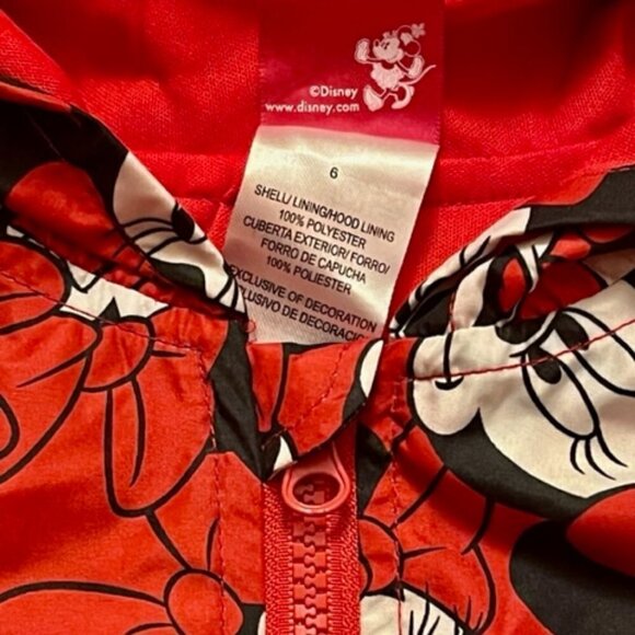 Disney Junior  NWT Girl's Red Minnie Mouse Jacket With Hood Ears Bows Size 6 - Picture 3 of 13